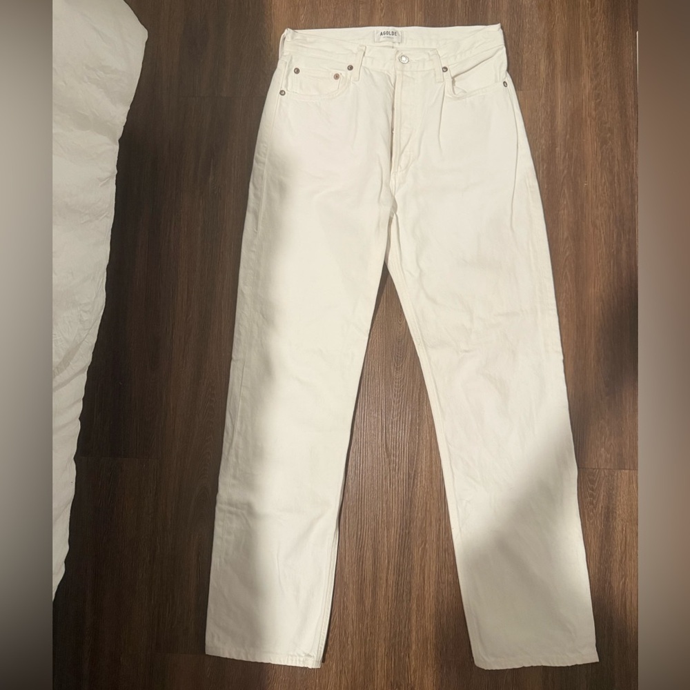 Agolde women’s white high-rise straight-leg jeans
